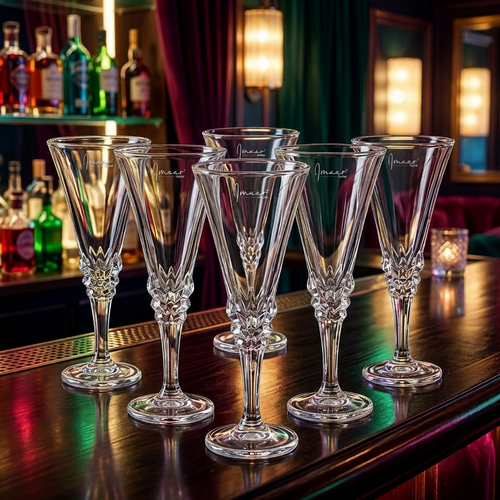 Elegant Cut Champagne Glasses Set of 6