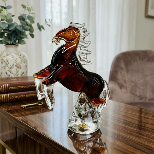 Elegant Glass Rearing Horse Figurine