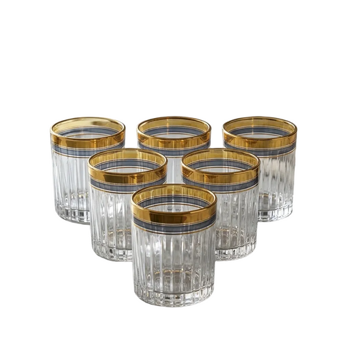 Tapered Gold-Ringed Glass Set of 6