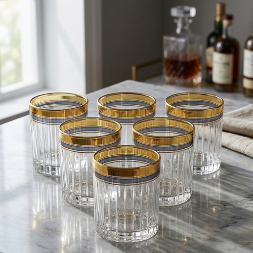 Tapered Gold-Ringed Glass Set of 6