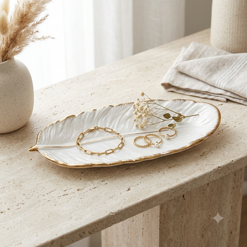 Elegant Quill White Feather Tray Set of 3