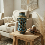 Luxury Blue & Gold Textured Vase