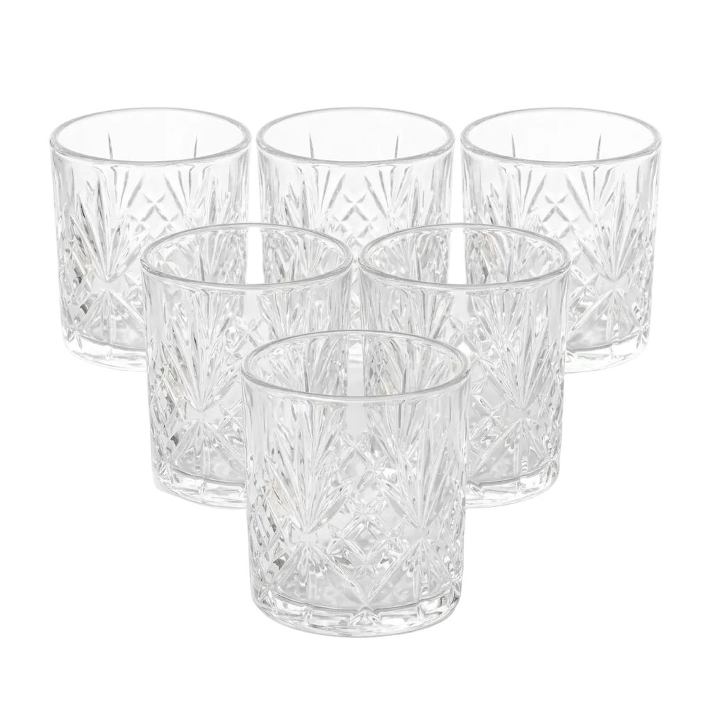 Crystal Cut Whiskey Glasses Set of 6