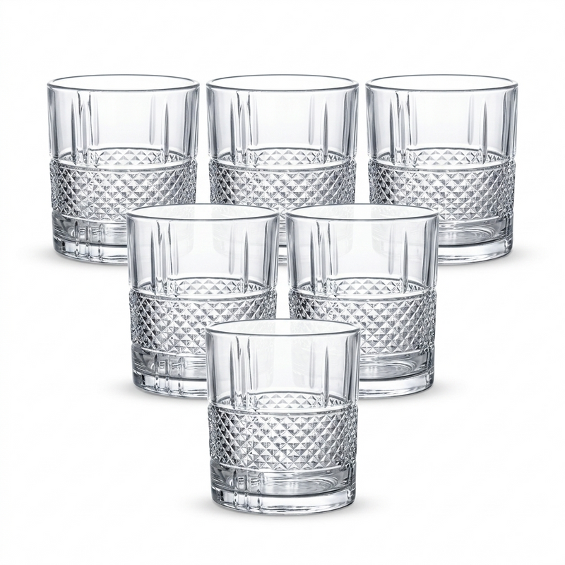 Classic Grid Whiskey Glasses Set of 6