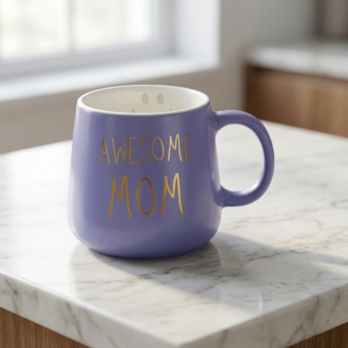 Pastel Ceramic "Mom" Coffee Mug Collection – Gold Lettering Set