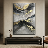 Luxury Black, Grey & Gold Abstract Canvas Wall Art