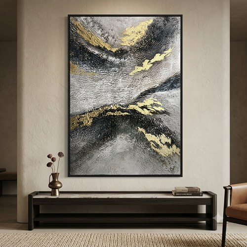Luxury Black, Grey & Gold Abstract Canvas Wall Art
