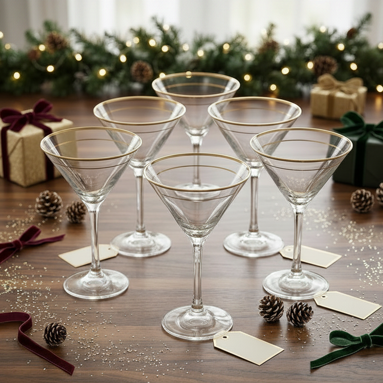 Elegant Gold-Rimmed Glasses Set of 6