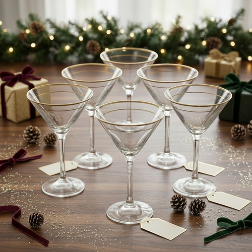 Elegant Gold-Rimmed Glasses Set of 6