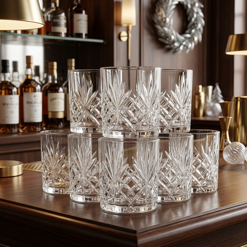 Crystal Cut Whiskey Glasses Set of 6