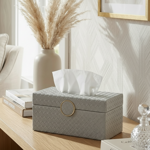 Geometric Woven Facial Tissue Box