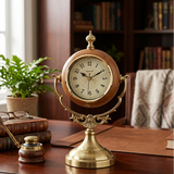 Vintage Walnut Swivel Desk Clock