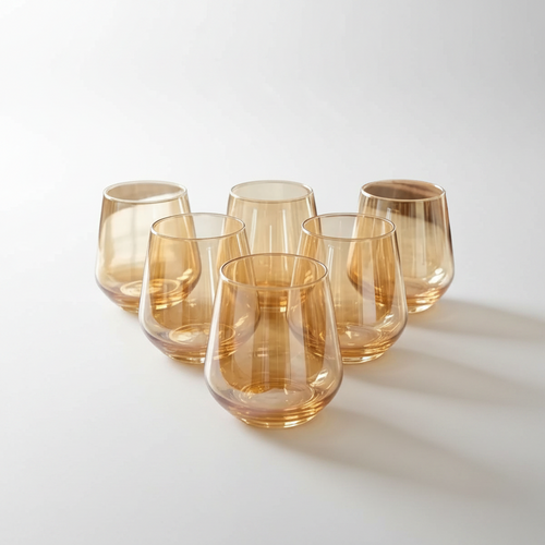 Luxe Amber Stemless Glasses Set of 6