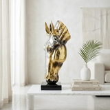 Modern Golden Horse Head Sculpture