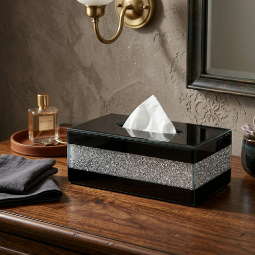 Luxe Diamond Crush Tissue Box Cover