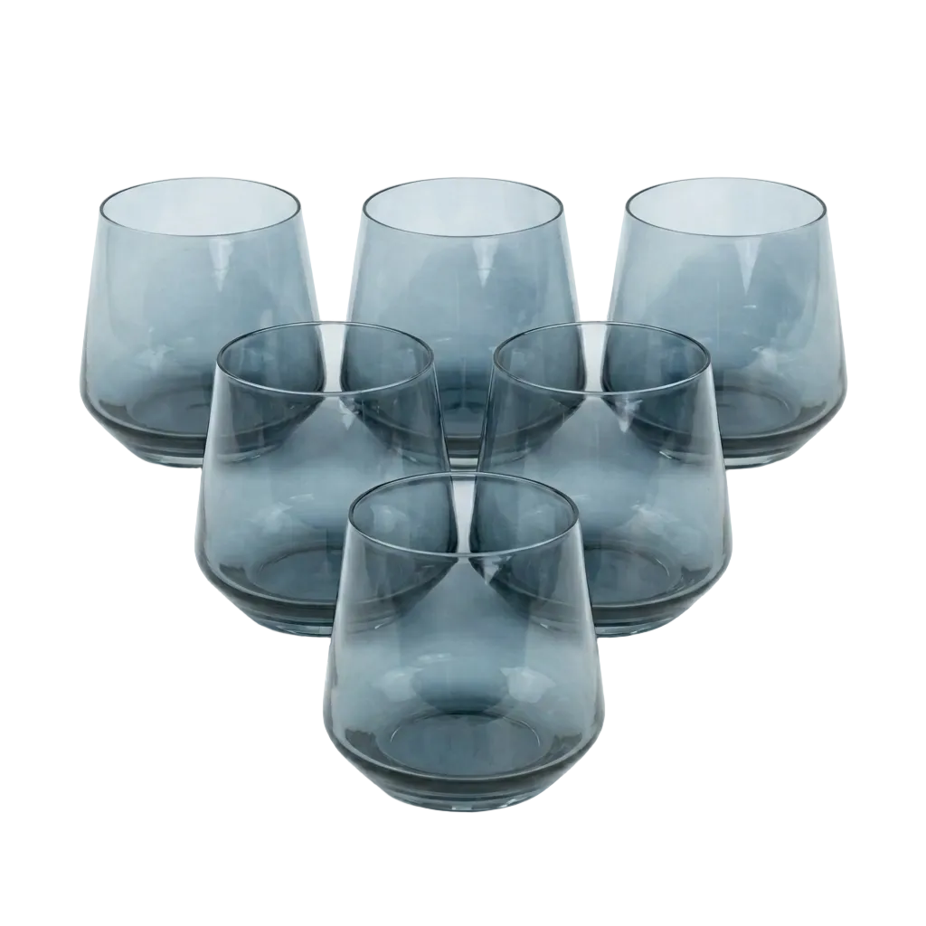 Metallic Grey Tinted Glasses Set of 6