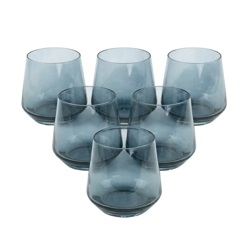 Metallic Grey Tinted Glasses Set of 6