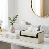 Cream and Black Textured Tissue Box Holder