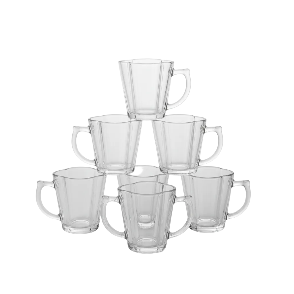 Modern Transparent Ribbed Glasses Set of 6