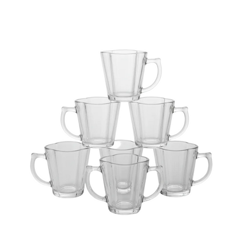 Modern Transparent Ribbed Glasses Set of 6