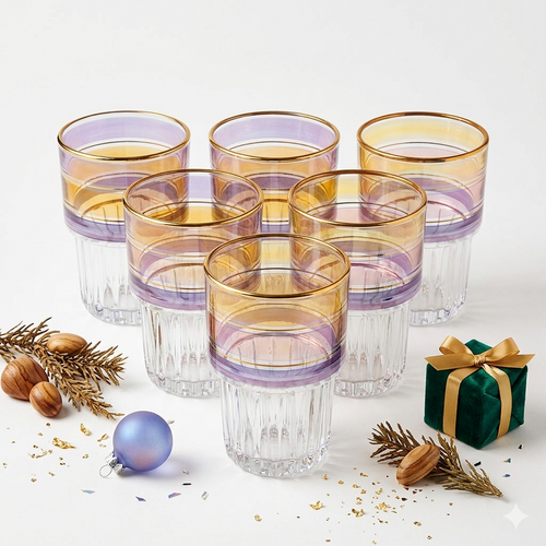 Gold Rimmed Luxury Glasses Set of 6