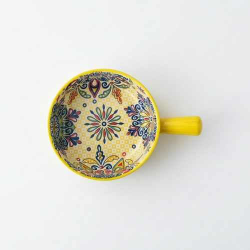 Vibrant Ceramic Serving Bowl with Handle