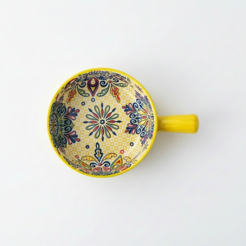 Vibrant Ceramic Serving Bowl with Handle