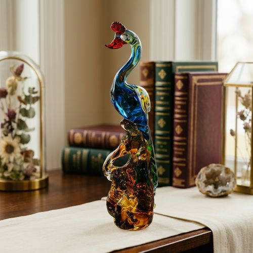 Multi Color Art Glass Bird Figurine