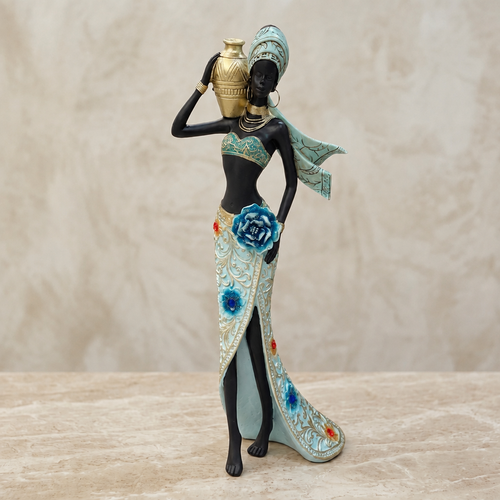 Graceful Tribal Lady Water Bearer Sculpture