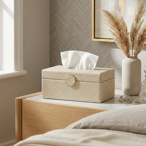 Geometric Woven Facial Tissue Box