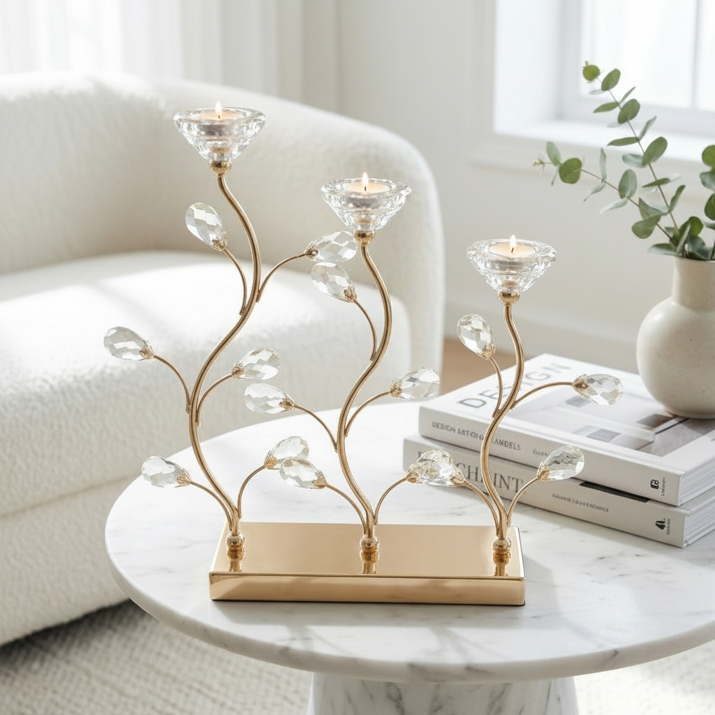 Imperial Vine Crystal Glass Candle Holder