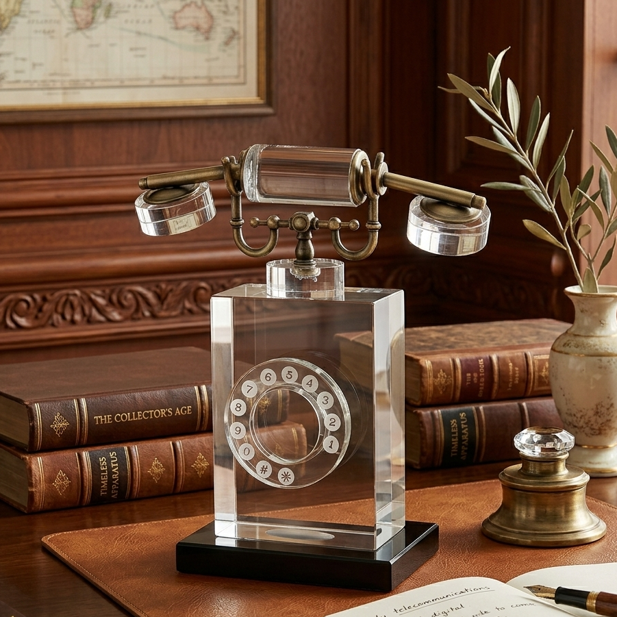 Vintage Crystal Decorative Telephone Showpiece