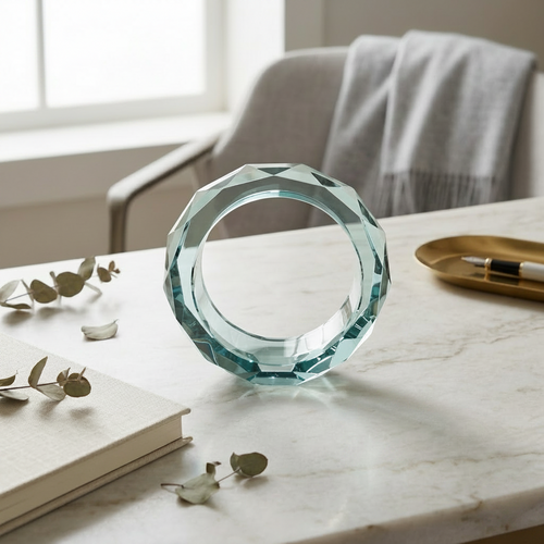 Geometric Aquamarine Crystal Ring Showpiece