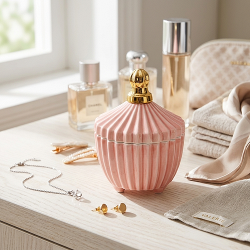 Luxury Ribbed Ceramic Candy Jar