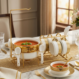 Royal Mosaic Server & Bowls Set with Elegant Stand