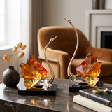 Golden Amber Crystal Swan Figurine