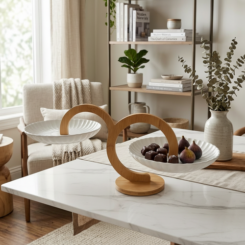 Luxury 2 Tier Serving Platter with Bamboo Stand