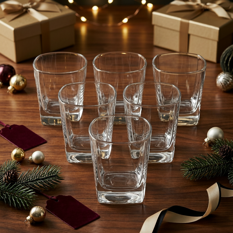 Modern Clear Whiskey Glasses Set of 6