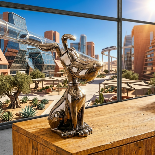 The Noir Playful Canine Sculpture