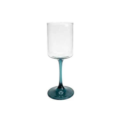Teal Tinted Wine Glasses Set of 6