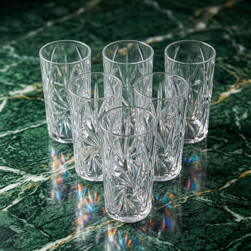 Vintage Geometric Glasses Set of 6