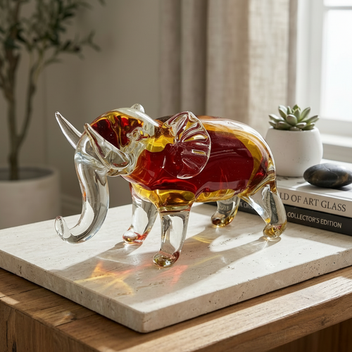 Modern Style Glass Elephant Figurine