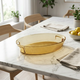 Amber Textured Crystal Serving Dish