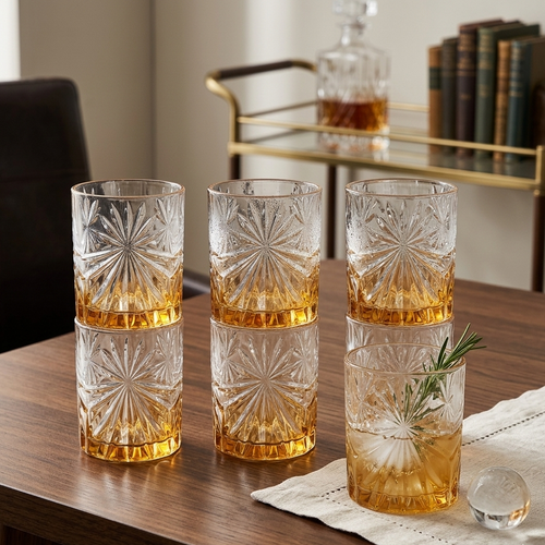 Vintage Sunburst Whiskey Glasses Set of 6
