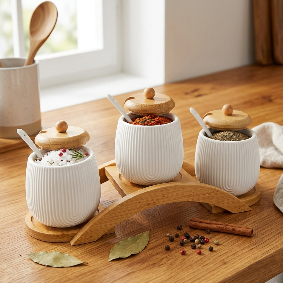 3-Piece Jar Set with Arched Display Stand
