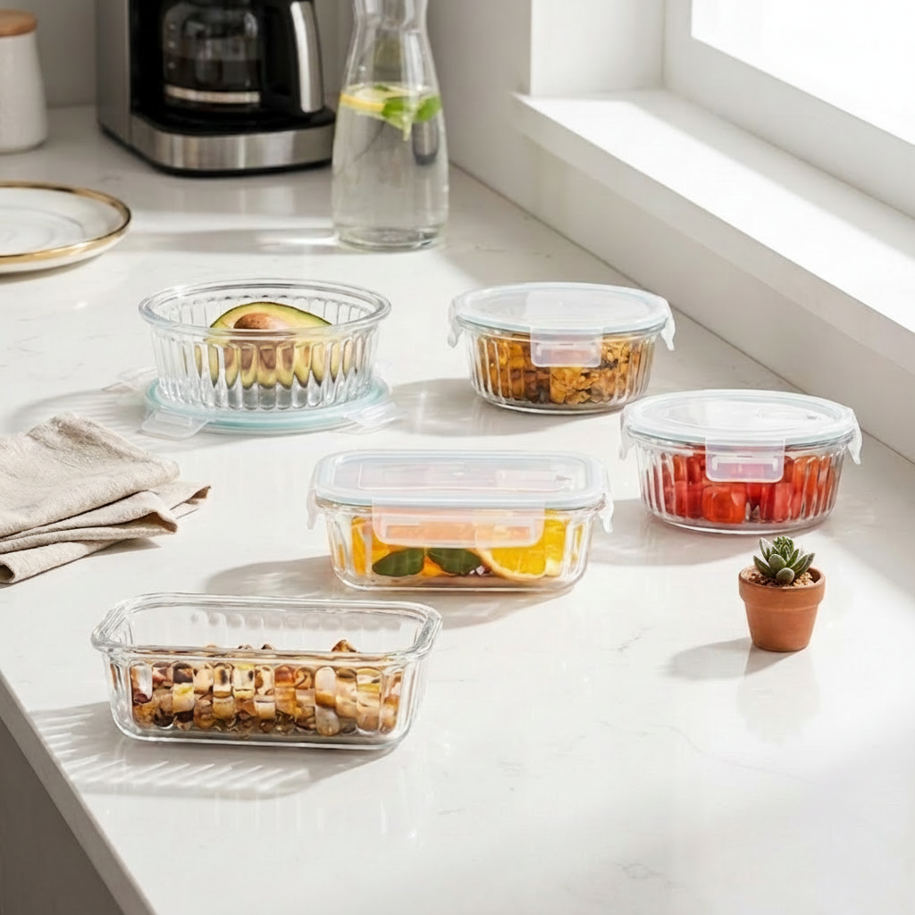 Premium Glass Food Storage Containers 5 Piece Set