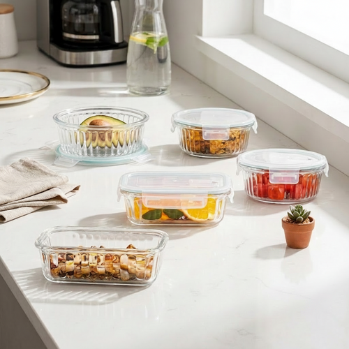 Premium Glass Food Storage Containers 5 Piece Set