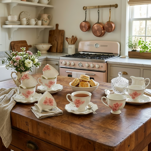 Modern Artisan 3D Floral Tea Set of 6