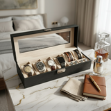 Classic 6-Slot Textured Watch Display Box