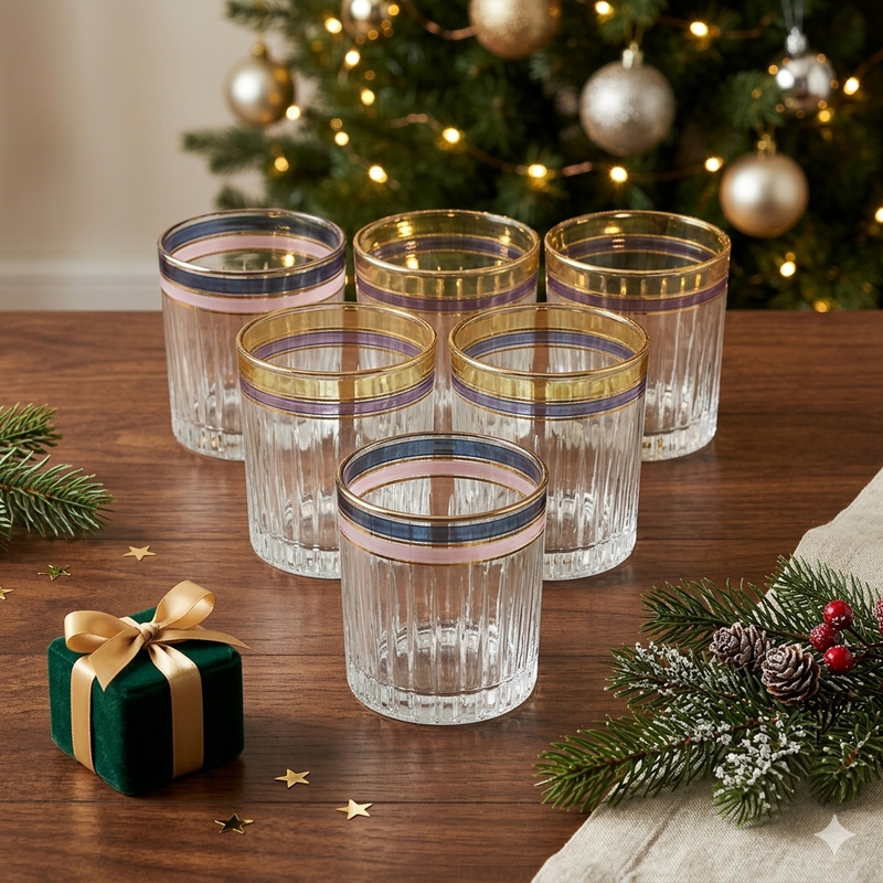 Royal Gold Rimmed Glasses Set of 6
